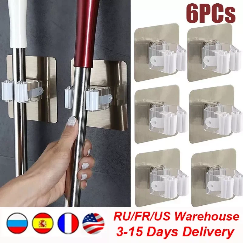 NEW 6pcs Wall Mounted Mops Holder Multi-Purpose Hooks Self Adhesive Broom Hanger Hook Kitchen Bathroom Organizer Strong Wall Hoo
NEW 6pcs Wall Mounted Mops Holder Multi-Purpose Hooks Self Adhesive Broom Hanger Hook Kitchen Bathroom Organizer Strong Wall Hoo