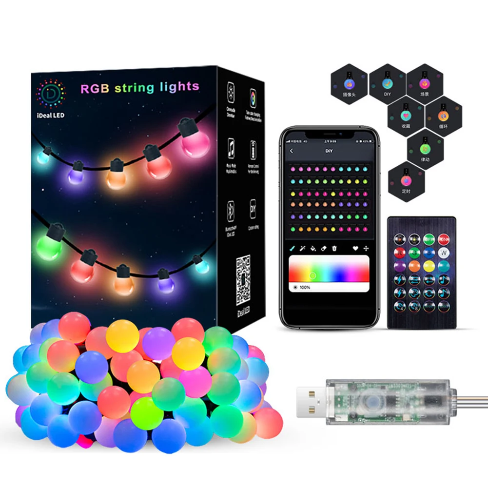 5/10M LED RGB Balls String Lamp Smart APP Control USB LED Bulb Curtain Lights Atmosphere Decorative Lamp Christmas Lights 2023
5/10M LED RGB Balls String Lamp Smart APP Control USB LED Bulb Curtain Lights Atmosphere Decorative Lamp Christmas Lights 2023