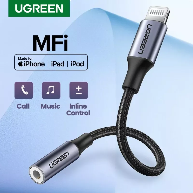 U-G-REEN Adapter for iPhones MFi DAC Lightning to 3.5mm Headphone Adapter For iPhone 12 11 Pro max xr Aux Cable Phone Accessorie
U-G-REEN Adapter for iPhones MFi DAC Lightning to 3.5mm Headphone Adapter For iPhone 12 11 Pro max xr Aux Cable Phone Accessorie