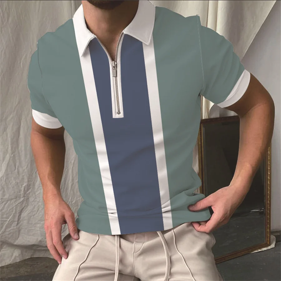 New Fashion Men's Polo Shirt High Street Digital Print Contrast Color Casual Short Sleeve Lapel Zipper Men's Polo Shirt 2022
New Fashion Men's Polo Shirt High Street Digital Print Contrast Color Casual Short Sleeve Lapel Zipper Men's Polo Shirt 2022