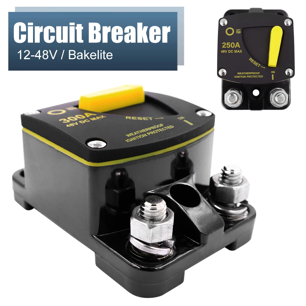 50-300 Amp Circuit Breaker Manual Reset Fuse DC12-48V for Boat Trolling Motors ATV Tractor Car Audio Amp Protection Waterproof
50-300 Amp Circuit Breaker Manual Reset Fuse DC12-48V for Boat Trolling Motors ATV Tractor Car Audio Amp Protection Waterproof