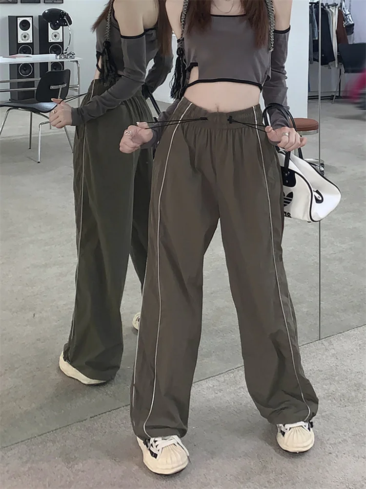 QWEEK Y2K Green Striped Joggers Sweatpants Women Korean Fashion Basic Black Cargo Pants Kpop Drawstring Baggy Wide Leg Trousers
QWEEK Y2K Green Striped Joggers Sweatpants Women Korean Fashion Basic Black Cargo Pants Kpop Drawstring Baggy Wide Leg Trousers