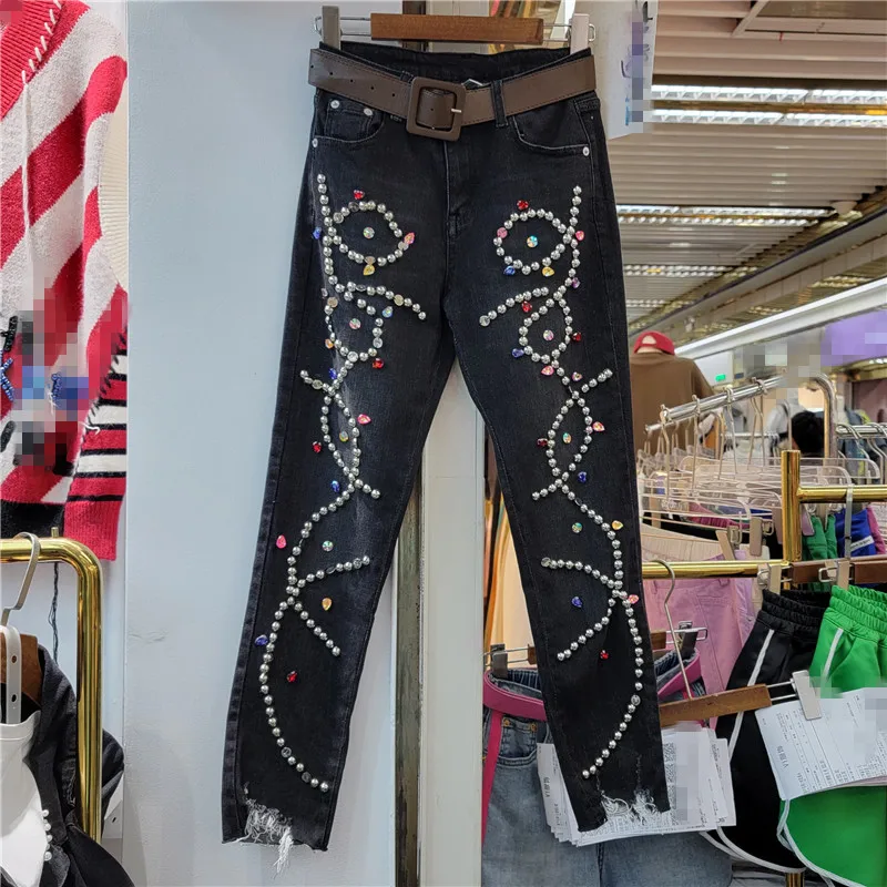 2022 Autumn New Diamond Beaded High Waist Slimming Stretch Jeans Streetwear Hot Girls Black Denim Pants Women Skinny Jean Femme
2022 Autumn New Diamond Beaded High Waist Slimming Stretch Jeans Streetwear Hot Girls Black Denim Pants Women Skinny Jean Femme