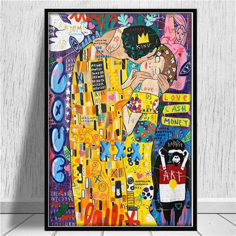 Banksy Art Gustav Klimt Kiss and Monkey Graffiti Canvas Posters and Prints Pop Street Wall Art Famous Paintings for Home Decor
Banksy Art Gustav Klimt Kiss and Monkey Graffiti Canvas Posters and Prints Pop Street Wall Art Famous Paintings for Home Decor