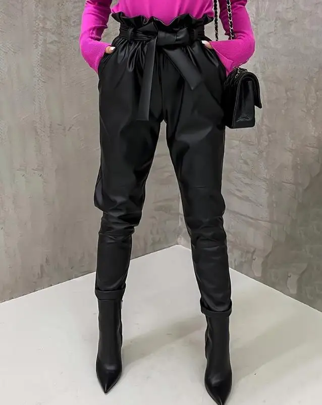 2023 New Fashion Casual Ruched High Waist Pu Leather Pants with Belt Women Pants New Trousers High Waist Elegant Female Bottoms
2023 New Fashion Casual Ruched High Waist Pu Leather Pants with Belt Women Pants New Trousers High Waist Elegant Female Bottoms