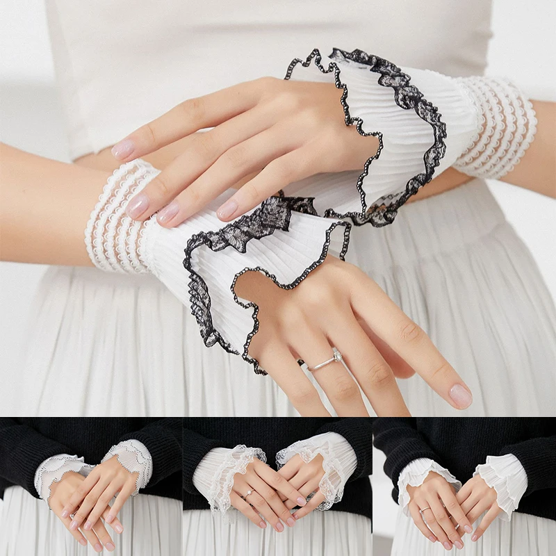 Female Ruffles Wrist Warmers Sweater Elbow Sleeve Cuff Arm Cover Fake Flare Sleeves Fake Sleeve Lace Cutout Scar Cover Gloves 
Female Ruffles Wrist Warmers Sweater Elbow Sleeve Cuff Arm Cover Fake Flare Sleeves Fake Sleeve Lace Cutout Scar Cover Gloves