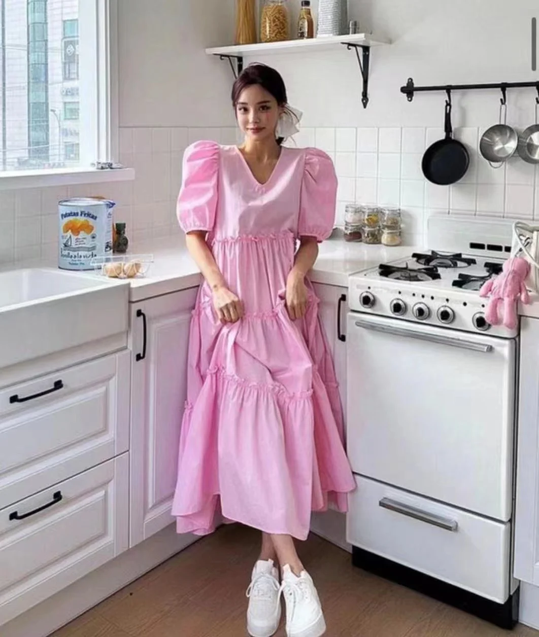 SuperAen корейское женское 2023 Новое милое длинное платье трапециевидной формы с рукавами-пузырьками
SuperAen корейское женское 2023 Новое милое длинное платье трапециевидной формы с рукавами-пузырьками