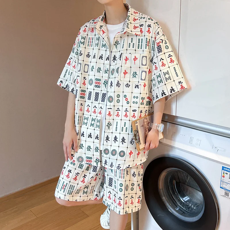 High quality Mesh red suit Men's summer fashion brand ins printed short sleeved shirt loose shorts casual ruffian handsome two-p
High quality Mesh red suit Men's summer fashion brand ins printed short sleeved shirt loose shorts casual ruffian handsome two-p