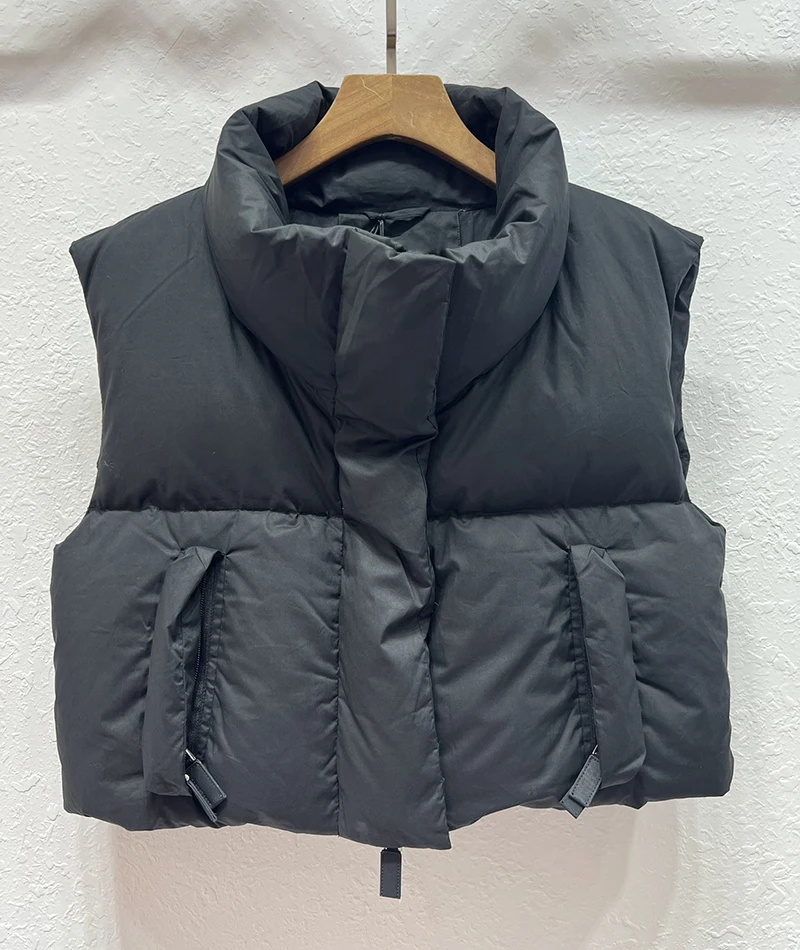 

Female Fall Winter Clothing 2022 New in Sleeveless Warm Short Lightweight White Goose Down Coats Vests Puffer Down Jacket Women