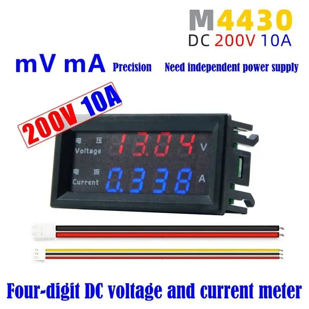

Электронный цифровой вольтметр M4430, амперметр постоянного тока 100 в 200 в 10 А, Дисплей 0,28 дюйма, регулятор напряжения, Вольтметр Амперметр, тестер