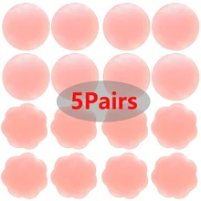 5Pairs Women Reusable Invisible Self Adhesive Silicone Breast Chest Nipple Cover Bra Pasties Pad Petal Stickers Accessories