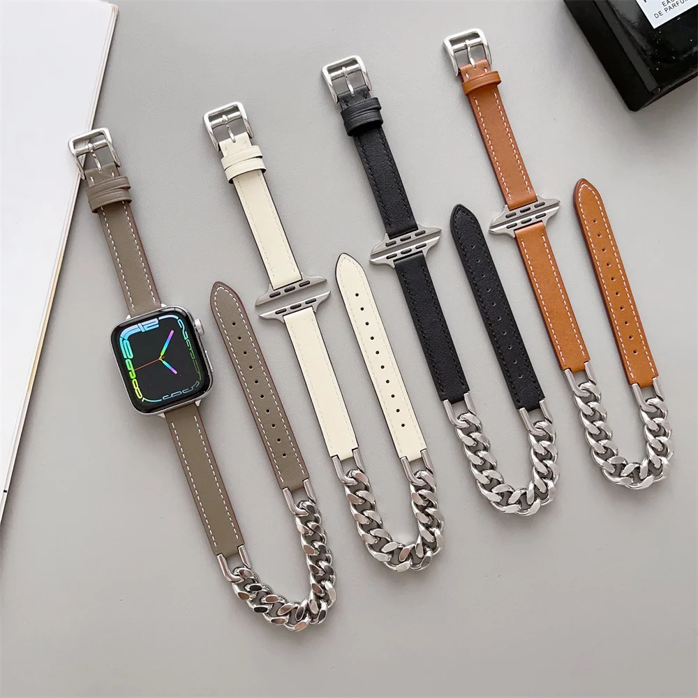 Ремешок кожаный стальной для Apple Watch 8 Ultra 49 мм 7 SE 6 5 4, металлический кожаный браслет для часов iWatch Series 42/44/45 мм 38/4041 мм
Ремешок кожаный стальной для Apple Watch 8 Ultra 49 мм 7 SE 6 5 4, металлический кожаный браслет для часов iWatch Series 42/44/45 мм 38/4041 мм