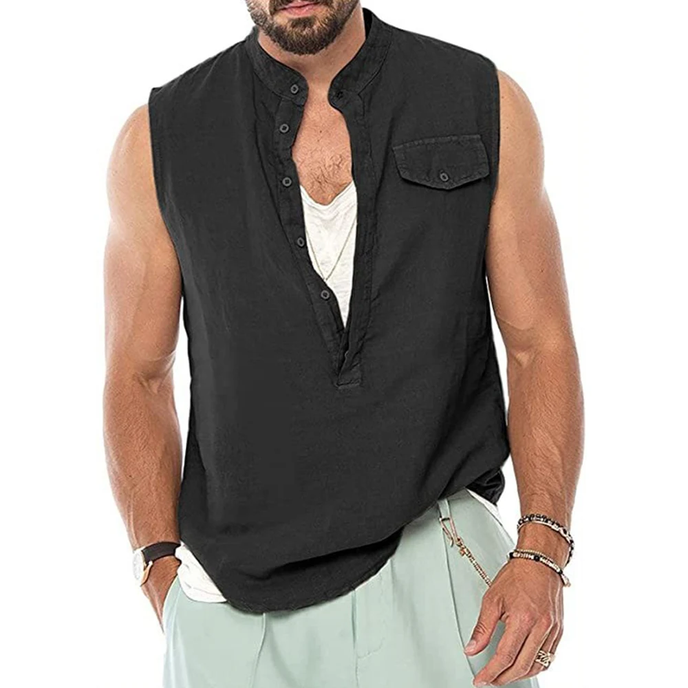 Men's Linen Tank Tops Summer Sleeveless T-Shirt Solid Color Deep V Loose Cotton Linen Shirt Casual Cotton Eurocode Linen Vest 
Men's Linen Tank Tops Summer Sleeveless T-Shirt Solid Color Deep V Loose Cotton Linen Shirt Casual Cotton Eurocode Linen Vest