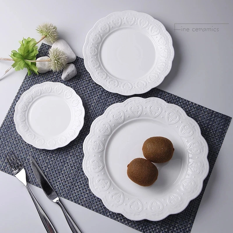 3pcs Set, 6+8+10inch, White Embossed Porcelain Kitchen Plates, Crown Design, Ceramic Plate Nordic, Serving Plate Dinner Set
3pcs Set, 6+8+10inch, White Embossed Porcelain Kitchen Plates, Crown Design, Ceramic Plate Nordic, Serving Plate Dinner Set