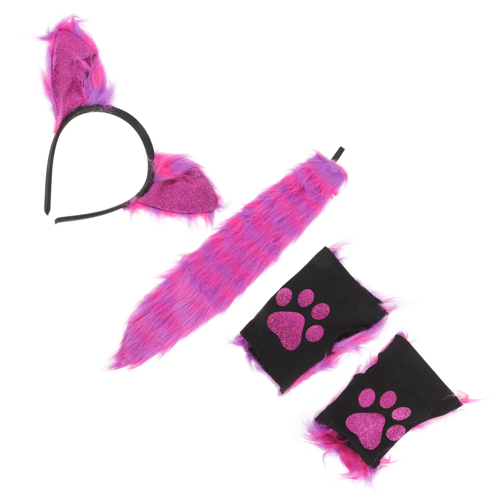 

1 комплект повязка на голову с ушками животных пушистый хвост перчатки реквизит для косплея аксессуар для ролевых игр волка