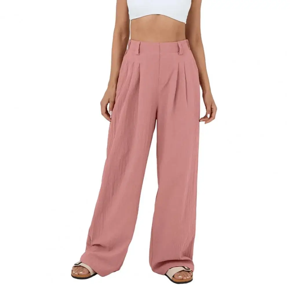 Loose Fit High-waist Pants Trendy Women's High Waist Wide Leg Trousers Solid Color Elastic Waistband Ankle Length for Streetwear
Loose Fit High-waist Pants Trendy Women's High Waist Wide Leg Trousers Solid Color Elastic Waistband Ankle Length for Streetwear