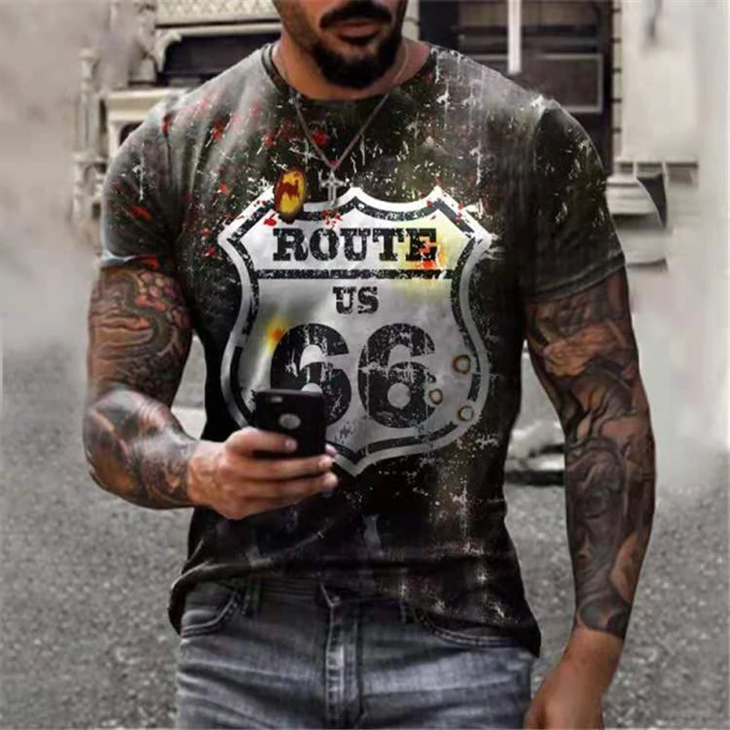 Camisa de verão 66 eua e estrada 3d, camiseta com manga curta, absorvente de suor e respirável, gola redonda, camisas de tamanho
Camisa de verão 66 eua e estrada 3d, camiseta com manga curta, absorvente de suor e respirável, gola redonda, camisas de tamanho