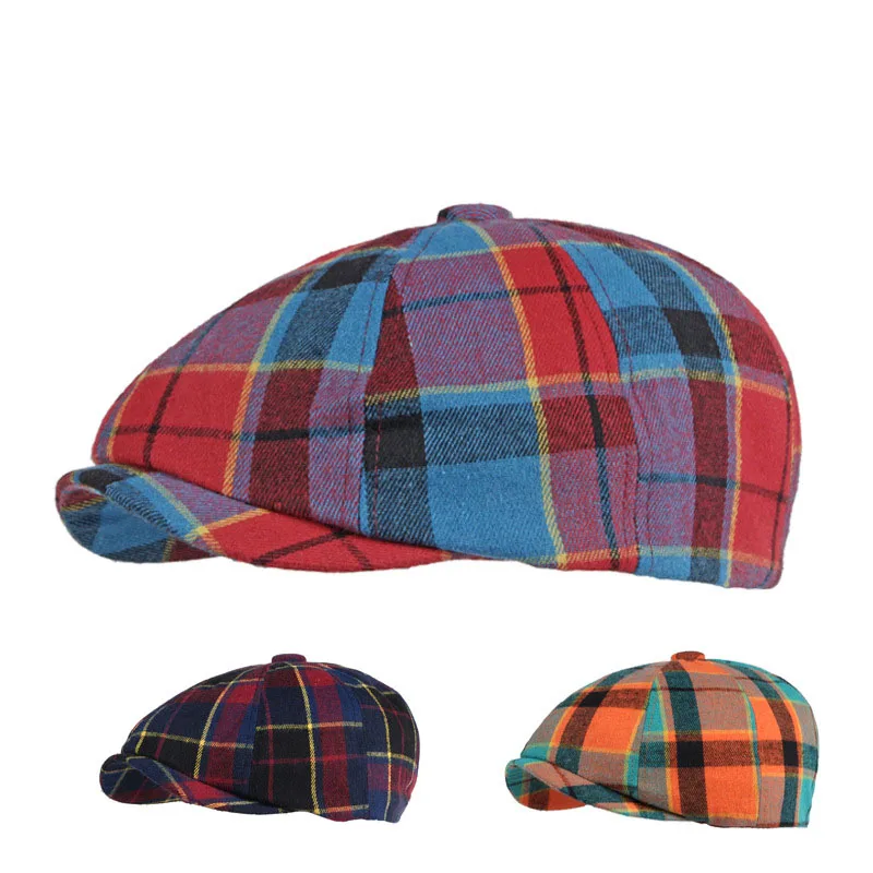 

Men Lattice Newsboy Cap Retro British Octagonal Berets Women Korean Painter Hat Spring Autumn Male Fashion Peaky Beret Casquette