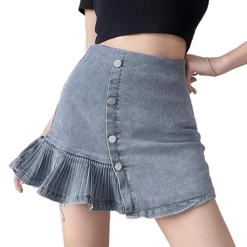Sexy Pure Color Summer New Irregular Pleated High Waist Skirt Women's Clothing Ruffled Hip Skirt A Line Denim Fishtail Skirt
Sexy Pure Color Summer New Irregular Pleated High Waist Skirt Women's Clothing Ruffled Hip Skirt A Line Denim Fishtail Skirt