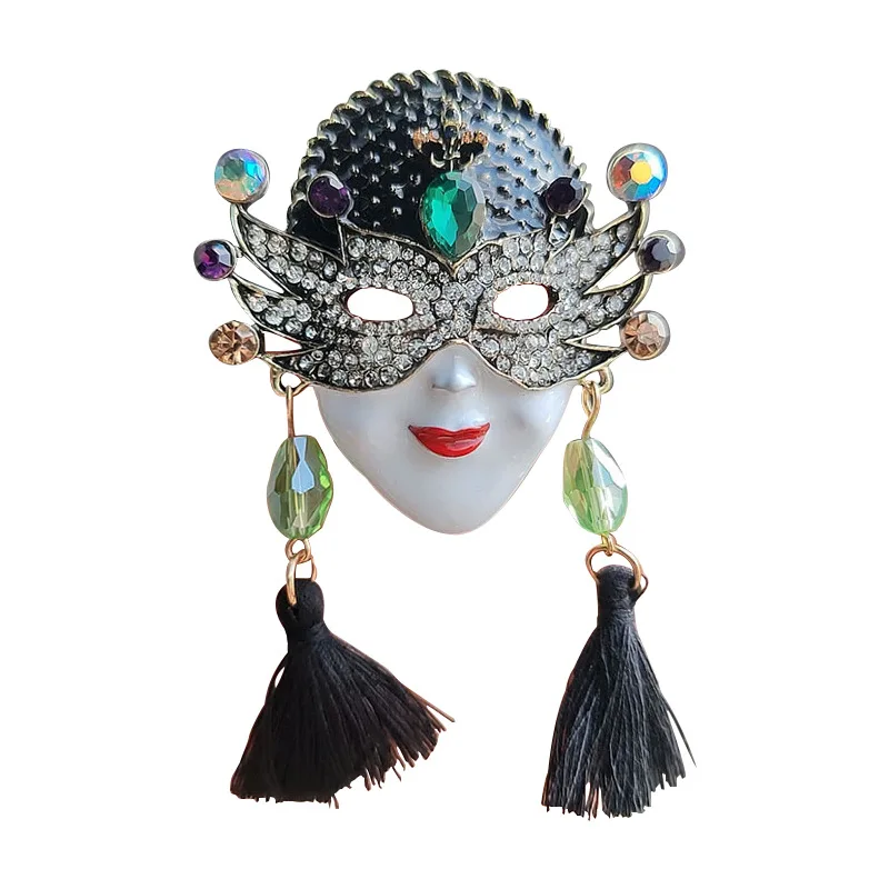 Creative Exquisite Rhinestone Earrings Tassels Masked Girl Brooches For Women Elegant Suit Coat Accessories Party Jewelry Gifts 
Creative Exquisite Rhinestone Earrings Tassels Masked Girl Brooches For Women Elegant Suit Coat Accessories Party Jewelry Gifts