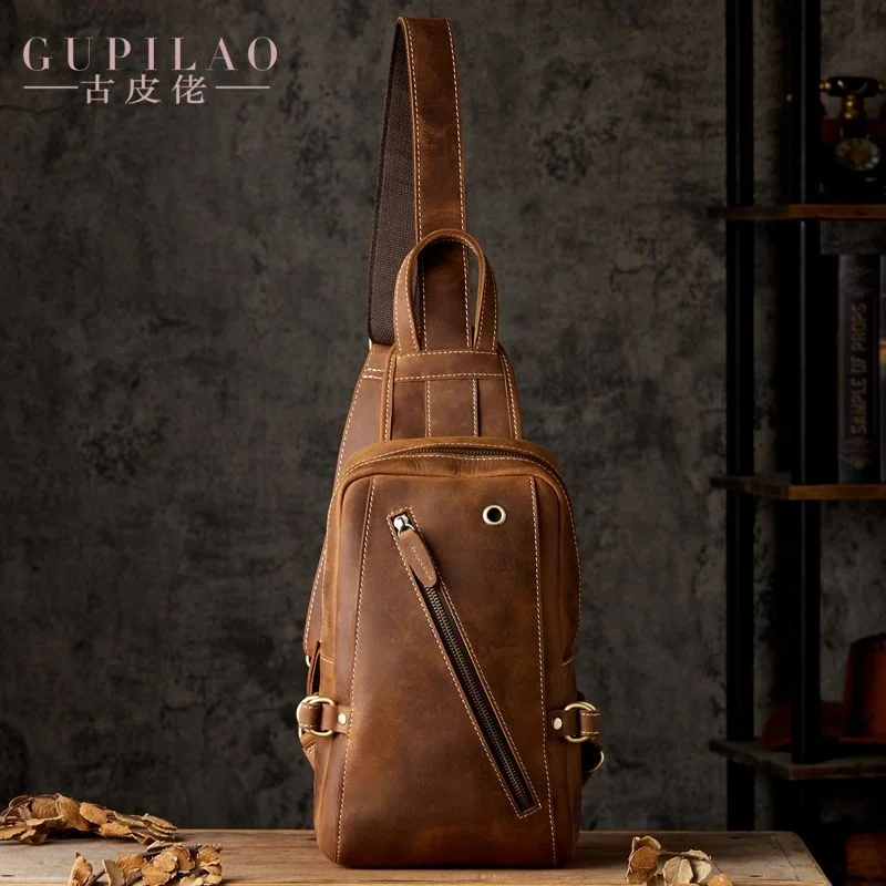 Handmade 100% leather genuine vintage chest outdoor leisure cross body men's head bag cowhide motorcycle diagonal shoulder
Handmade 100% leather genuine vintage chest outdoor leisure cross body men's head bag cowhide motorcycle diagonal shoulder