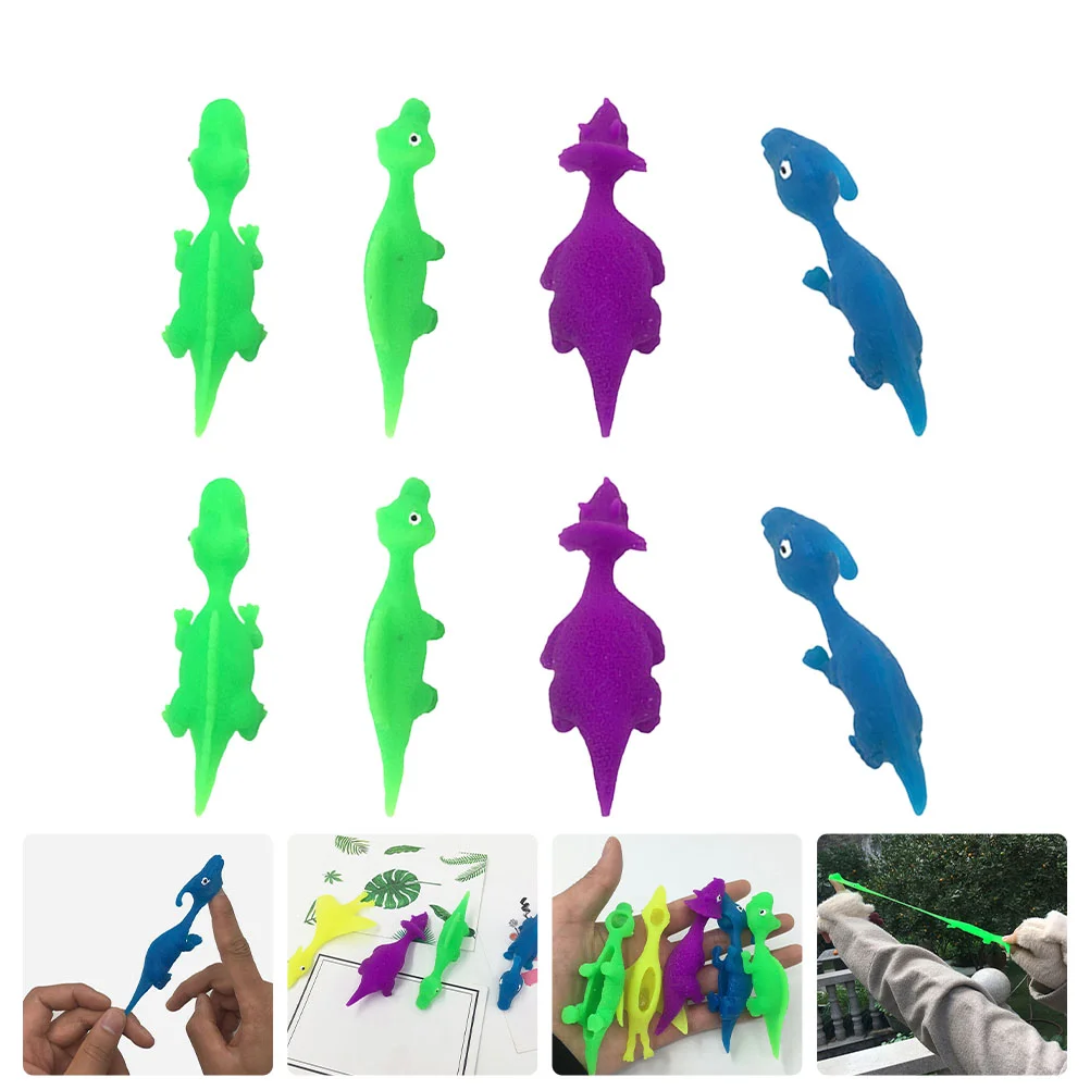 

8pcs Slingshot Flying Toys Finger Playthings Mini Simulation Toys (Random Color)