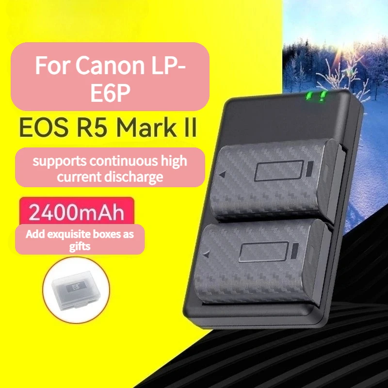 Новый LP-E6P 2400 мАч подходит для аккумулятора камеры Canon R5 второго поколения MarkII DSLR