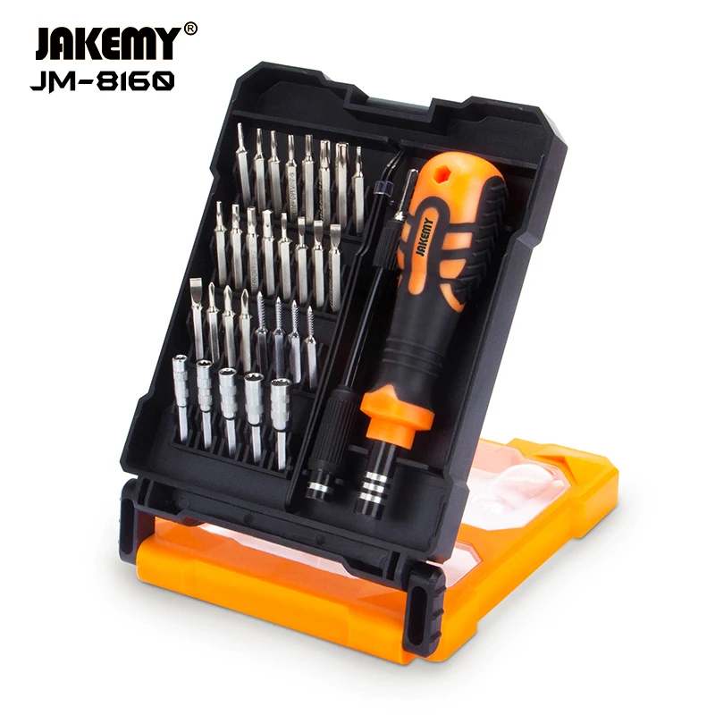 

Jakemy JM-8160 Precision Screwdriver Set Socket Magnet 33 In 1 Multi Hand Tools Screw-driver Bits CRV S2 Stainless With Handle