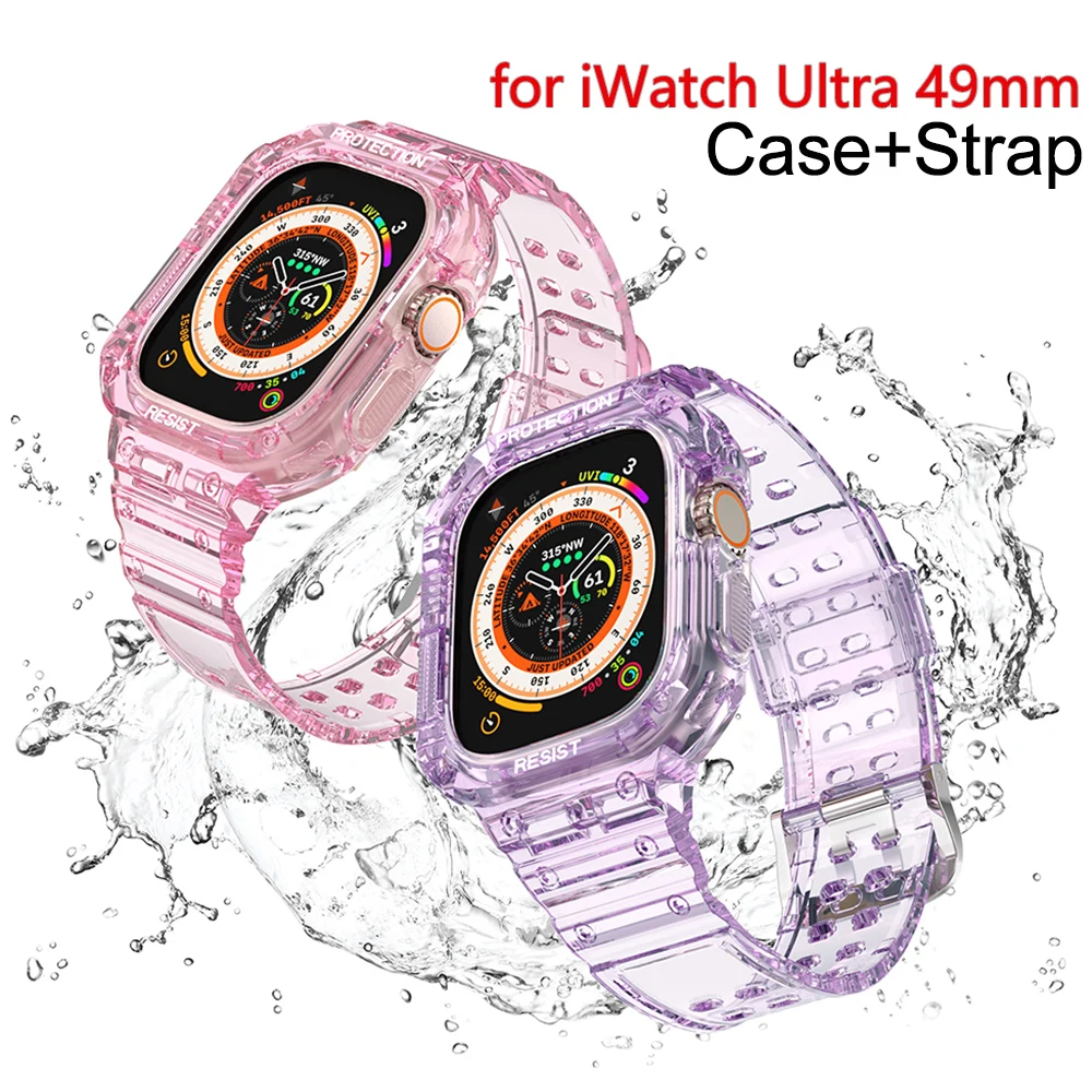 For Apple Watch Band Ultra 49mm Case+Strap for iWatch Ultra 49mm Watchband TPU Transparent Bracelet Correa Protective Cover Band
For Apple Watch Band Ultra 49mm Case+Strap for iWatch Ultra 49mm Watchband TPU Transparent Bracelet Correa Protective Cover Band