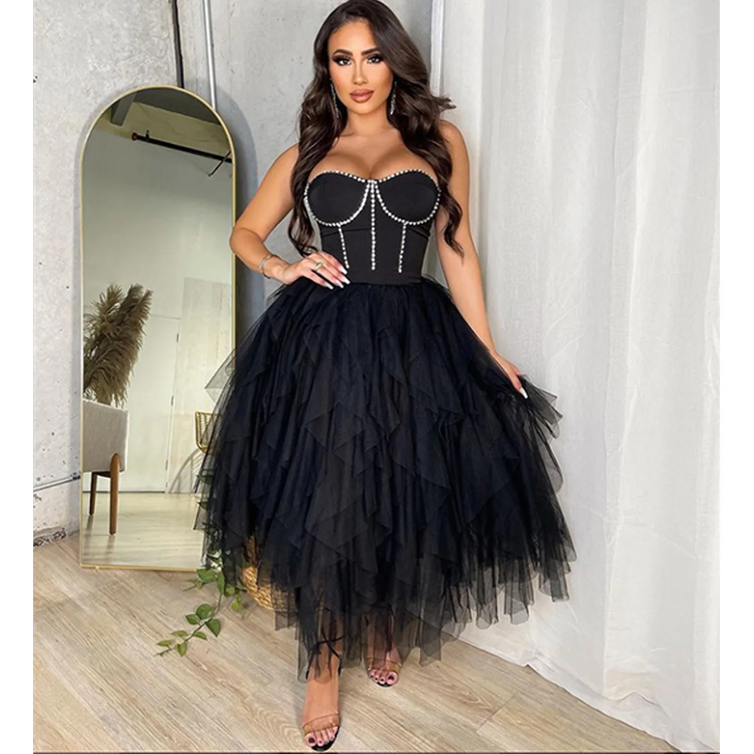 Black Lace Celebrity Famous Dress Solid Ruffles Beading Slash Neck Strapless Sexy Maxi Dress Vestidos
Black Lace Celebrity Famous Dress Solid Ruffles Beading Slash Neck Strapless Sexy Maxi Dress Vestidos