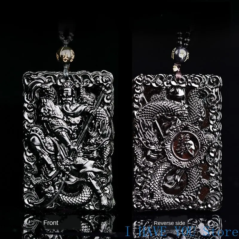 New Natural Black Obsidian Guangong Pendant Beads Necklace Fashion Charm Jewellery Carved Amulet Gifts for Women Men
New Natural Black Obsidian Guangong Pendant Beads Necklace Fashion Charm Jewellery Carved Amulet Gifts for Women Men