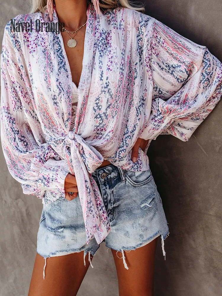 New Cardigan Shirts Women Summer Printing Long Sleeve Loungewear Patchwork Ladies Blouses Casual V-Neck Loose Lace-Up Streetwear
New Cardigan Shirts Women Summer Printing Long Sleeve Loungewear Patchwork Ladies Blouses Casual V-Neck Loose Lace-Up Streetwear