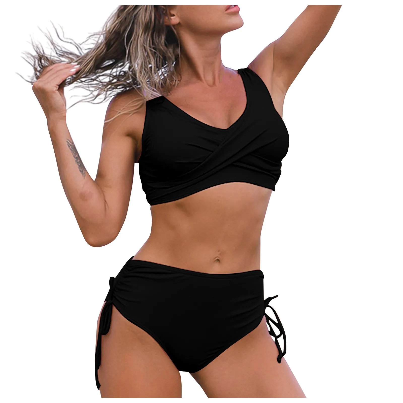 Women Bikini Sexy High Waist Solid Color Vest Bar Lace Up Thong Swimsuit Set Swimwear Women 2022 Tankini Biquinis Feminino
Women Bikini Sexy High Waist Solid Color Vest Bar Lace Up Thong Swimsuit Set Swimwear Women 2022 Tankini Biquinis Feminino