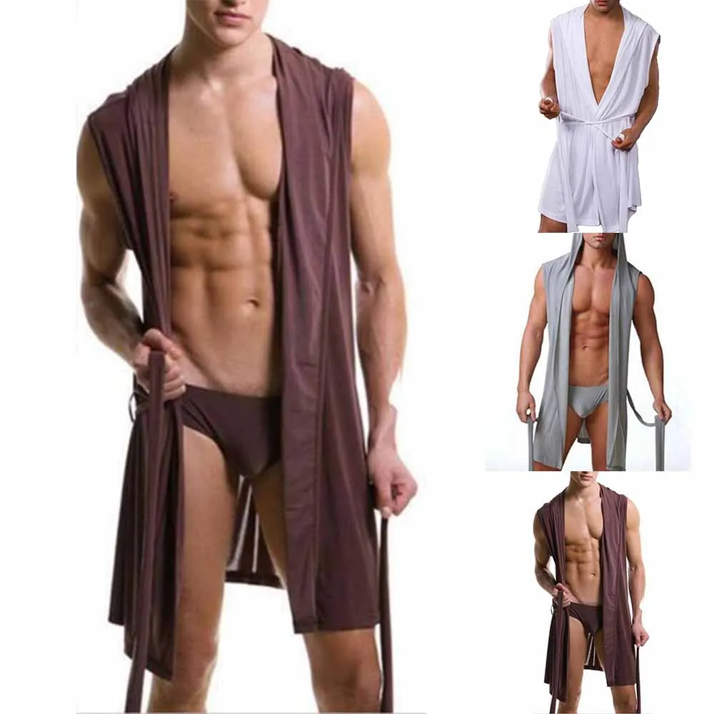 Men Breathable Bathrobes Icy Silky Hooded Sleeveless Pajamas Fashion Homewear Milk Silk M-2XL 3 Colors Men's Sleep Lounge
Men Breathable Bathrobes Icy Silky Hooded Sleeveless Pajamas Fashion Homewear Milk Silk M-2XL 3 Colors Men's Sleep Lounge