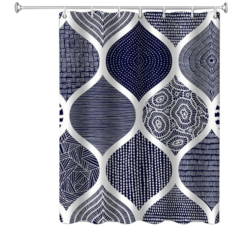 Bathroom Shower Curtain Waterproof Fabric With Hook Geometric Pattern Decoration Blue Bohemian Theme
Bathroom Shower Curtain Waterproof Fabric With Hook Geometric Pattern Decoration Blue Bohemian Theme