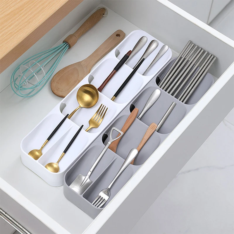 

Cutlery Storage Tray Knives Fork Spoon Silverware Organizer Kitchen Drawer Organizer Plastic Flatware Utensil Holder Storage Box