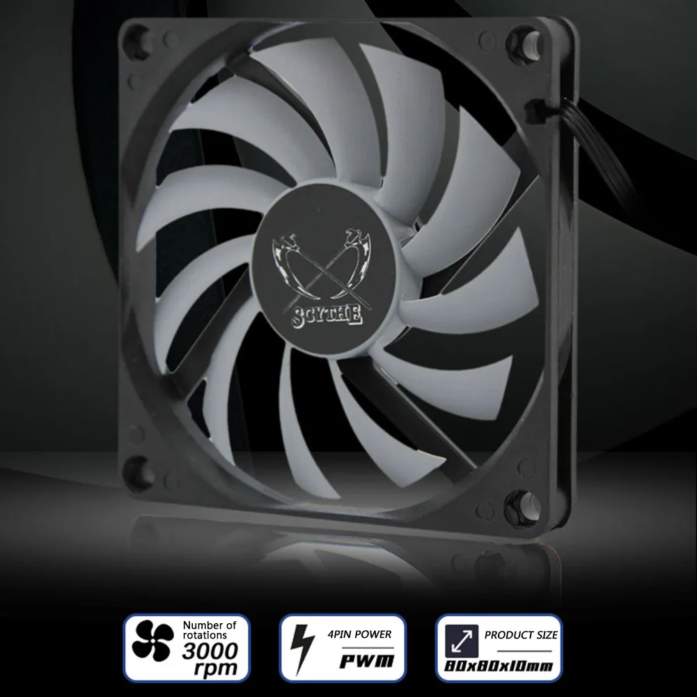 

KH12H-P 80mm Computer PC Case Thin Fan 4 Pin 3000RPM Adjustable Speed Temperature Control Chassis PWM Heatsink Cooler