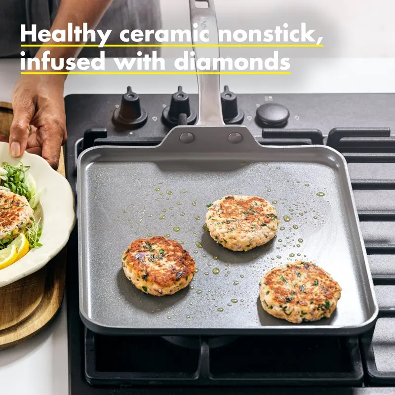 Tasty Gray Ceramic Nonstick 11" Square Griddle: Enjoy A Healthy Family Breakfast Anytime!
Tasty Gray Ceramic Nonstick 11" Square Griddle: Enjoy A Healthy Family Breakfast Anytime!