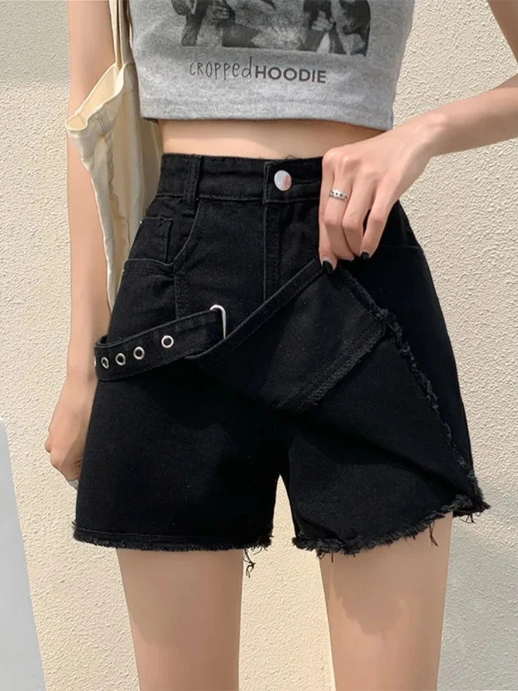 QWEEK Gothic Streetwear Oversize Black Jeans Shorts Women Summer Y2K Fashion High Waist Tassel Pantskirt Korean Denim Culotte
QWEEK Gothic Streetwear Oversize Black Jeans Shorts Women Summer Y2K Fashion High Waist Tassel Pantskirt Korean Denim Culotte