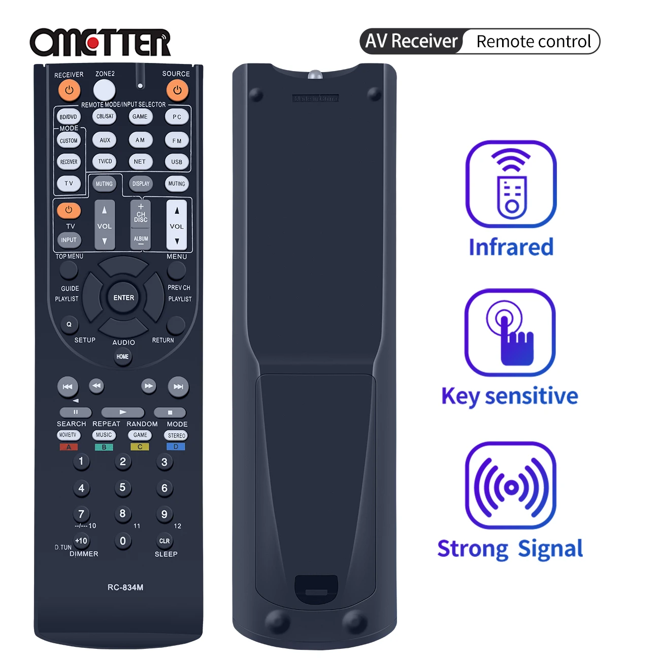 RC-834M Remote Control Fit for Onkyo AV Receiver TX-NR515 TX-NR414 HT-RC440 HT-S6500 HT-S7500 HT-R791 HT-RC460 HT-R758 TXNR515
RC-834M Remote Control Fit for Onkyo AV Receiver TX-NR515 TX-NR414 HT-RC440 HT-S6500 HT-S7500 HT-R791 HT-RC460 HT-R758 TXNR515