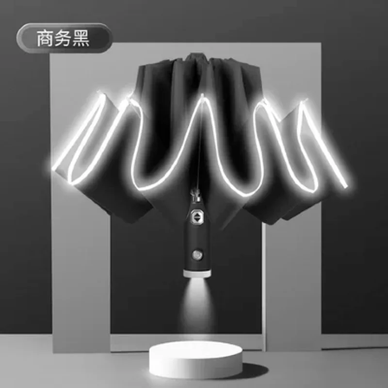 Umbrella Women's Automatic Umbrella Male LED Automatic With Reflective Stripe 3-Folding Inverted 10 Ribs UV Umbrellas
Umbrella Women's Automatic Umbrella Male LED Automatic With Reflective Stripe 3-Folding Inverted 10 Ribs UV Umbrellas