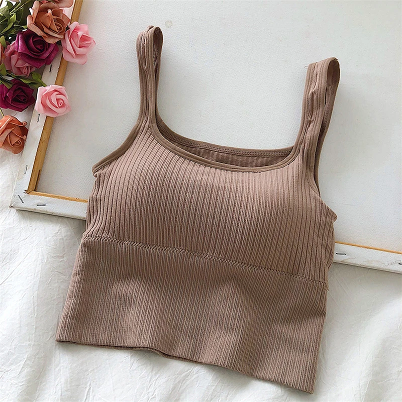 New Seamless Crop Top Women Underwear Wire-Free U-Shaped Camisole Wide Straps Striped Solid Bralette Lingerie
New Seamless Crop Top Women Underwear Wire-Free U-Shaped Camisole Wide Straps Striped Solid Bralette Lingerie