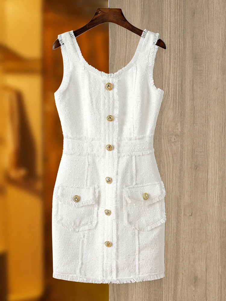 Women's Halter Tweed Sleeveless Waist Dress, Back Zipper Temperament Skirt, Whiskey Waist
Women's Halter Tweed Sleeveless Waist Dress, Back Zipper Temperament Skirt, Whiskey Waist