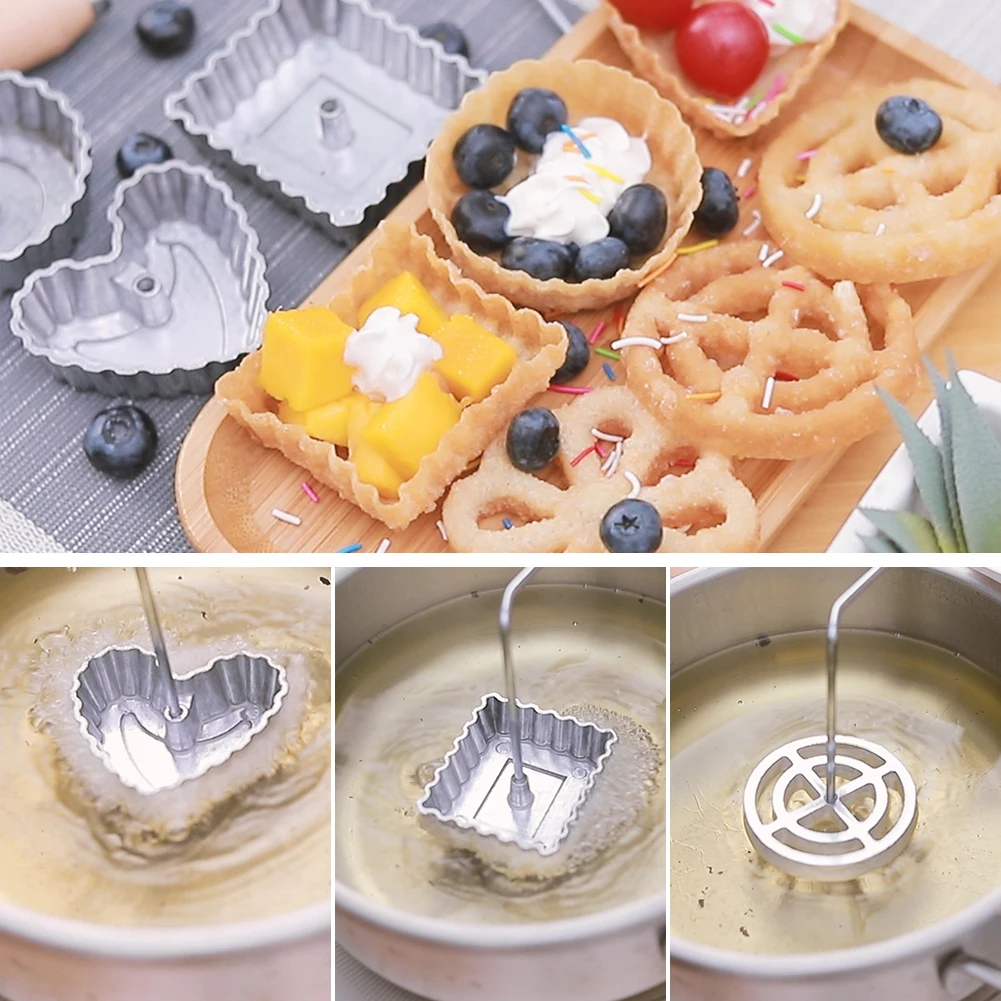 Swedish Rosette Timbale Set Aluminum Alloy Waffle Molds Wooden Handle Baking Tool Reusable Deep Fried Snack Mold Cooking Tool
Swedish Rosette Timbale Set Aluminum Alloy Waffle Molds Wooden Handle Baking Tool Reusable Deep Fried Snack Mold Cooking Tool