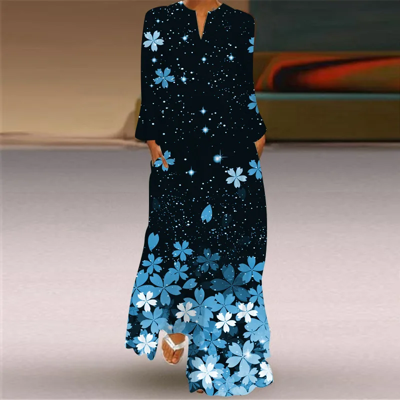 Spring Black Dress Women Elegant V Neck Long Sleeve Flower Print Maxi Dress Woman Loose Beach Casual Holiday Party Robe Vestidos
Spring Black Dress Women Elegant V Neck Long Sleeve Flower Print Maxi Dress Woman Loose Beach Casual Holiday Party Robe Vestidos