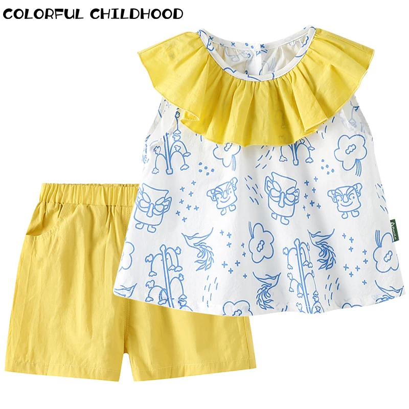 Colorful Childhood Boys Girls Suits Summer Clothes Lotus Leaf Collar Fun Graffiti Leisure two-piece Suit 5XKT233
Colorful Childhood Boys Girls Suits Summer Clothes Lotus Leaf Collar Fun Graffiti Leisure two-piece Suit 5XKT233