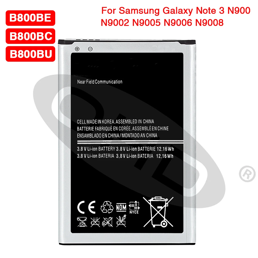 

3200mA Original Replacement Battery B800BC B800BE B800BU For Samsung Galaxy NOTE 3 N900 N9002 N9009 N9008 N9006 N9005 Note3 NFC