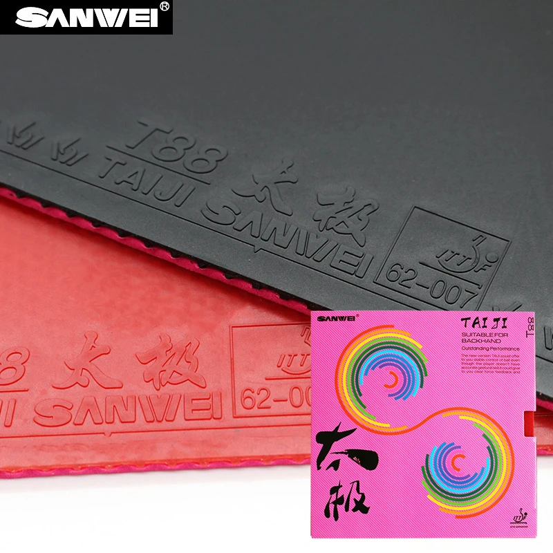 

SANWEI TAIJI (TAICHI) PLUS Table Tennis Rubber Pips-in Semi-Sticky Original T88 Ping Pong Rubber with Pink Cake Sponge Backhand