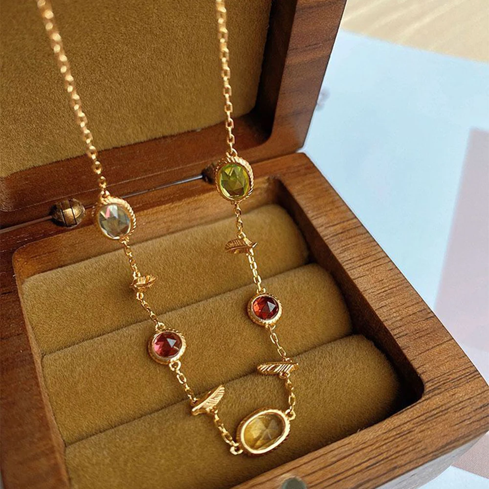 Fashion personality Vintage Colorful gemstone olivine Necklace for Women's Necklace Jewellery Accessories
Fashion personality Vintage Colorful gemstone olivine Necklace for Women's Necklace Jewellery Accessories