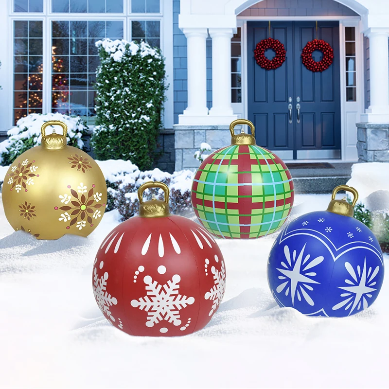

60cm Large Christmas Balloon Outdoor PVC Inflatable Ball Home Countyard Decoration Baubles Toys Xmas Gift New Year Navidad